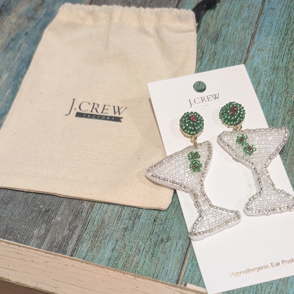 J Crew Christmas martini earrings - Picture 2 of 4